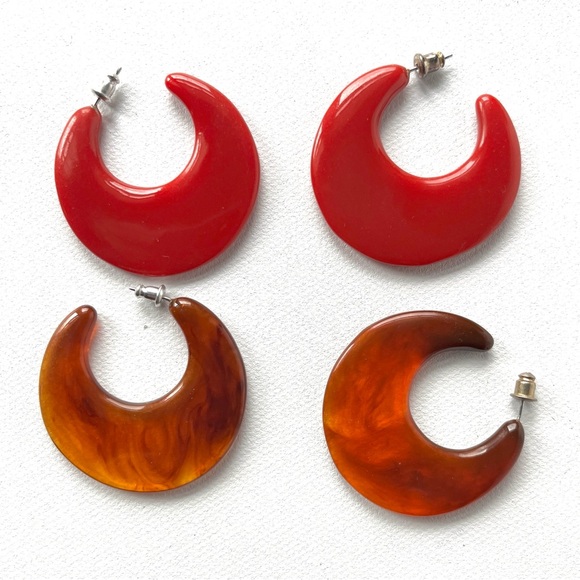 Vintage Kenneth Jay Lane 8pr Boxed Set Crescent Slice Hoop Earrings KJL Designer - Picture 5 of 16